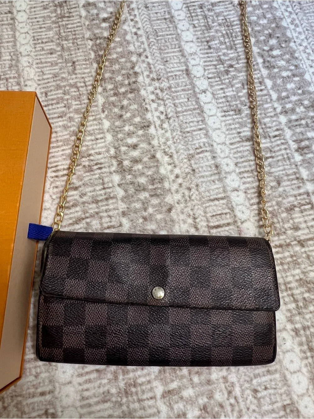 Louis Vuitton Brown Damier Chain Wallet Crossbody